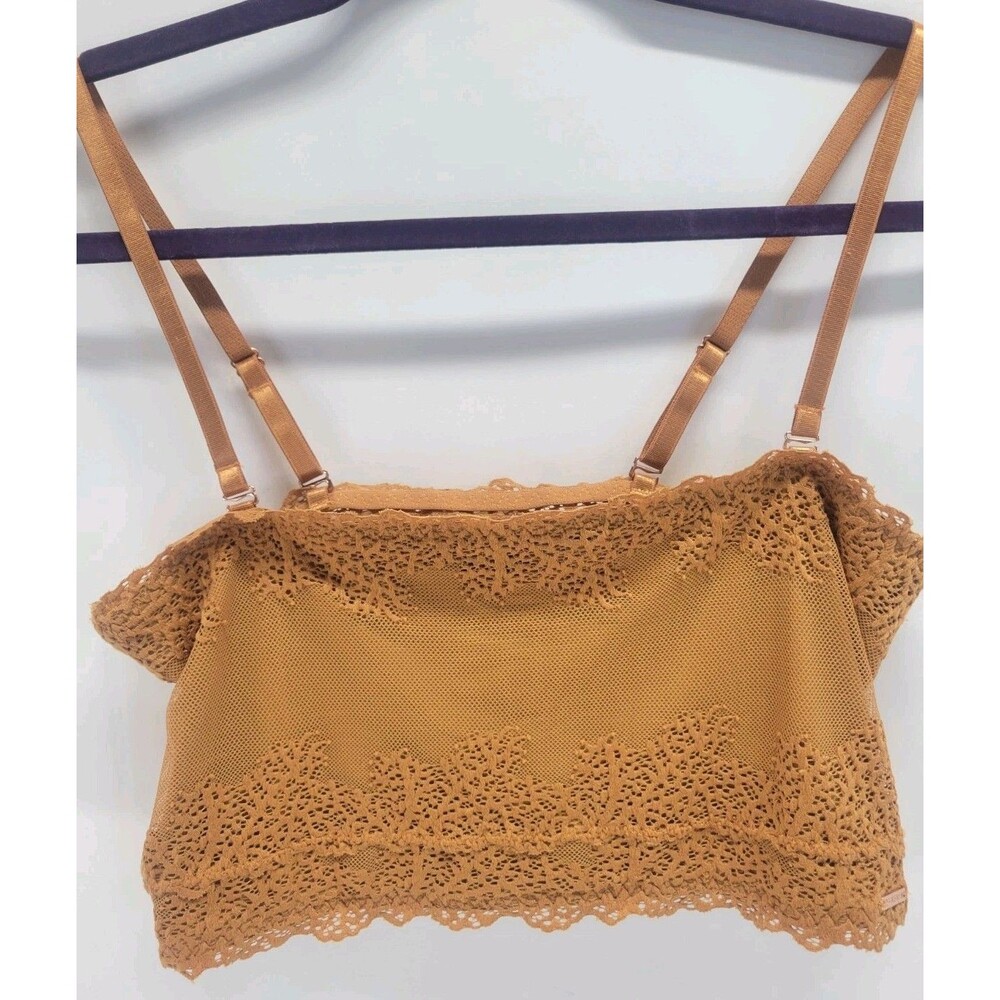 Danskin Intimates‎ XL Strapless brown Bra Lace Crop Top
